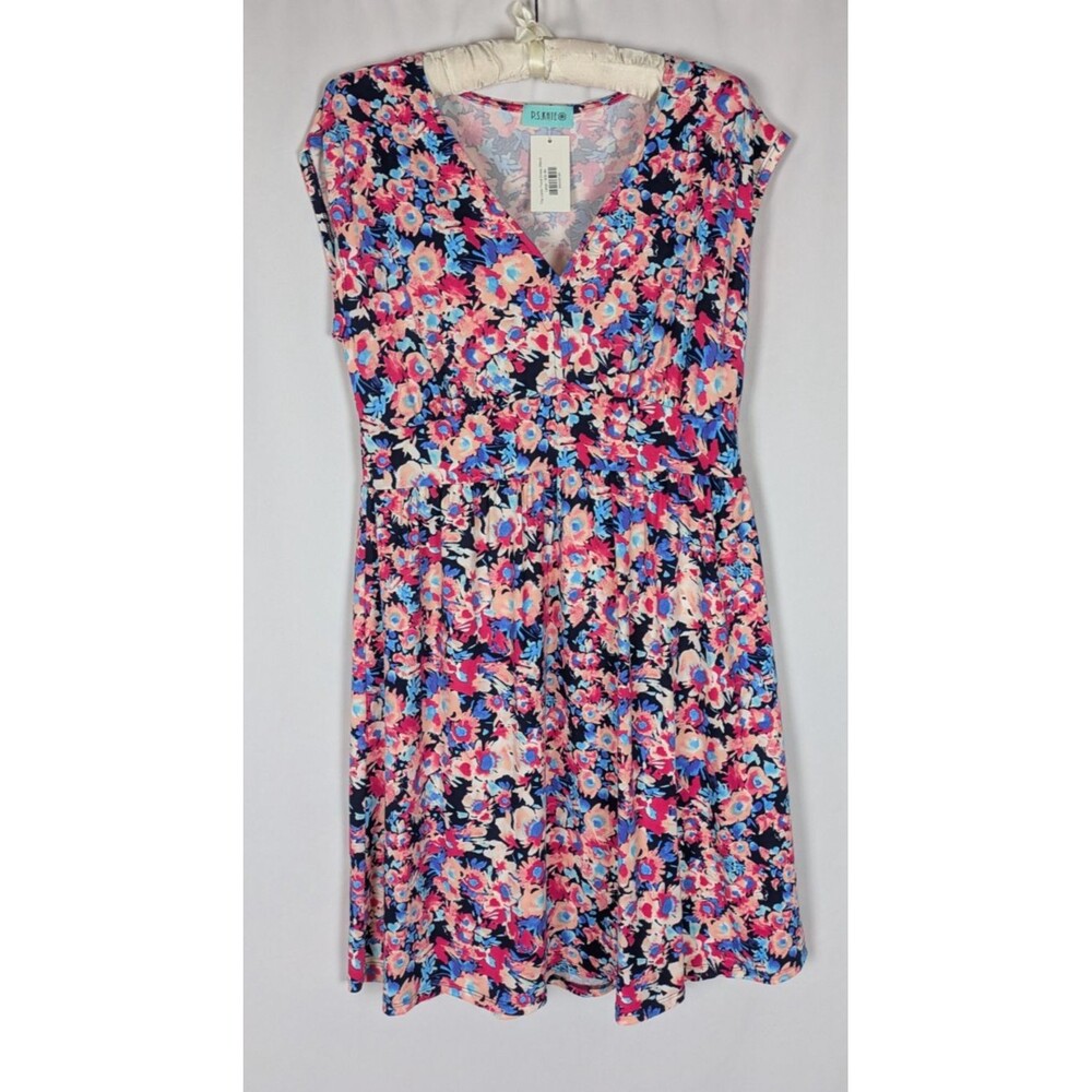 P.S. Kate Dress L Women's Floral Vneck Short Sleeve Buttery Soft Sundress
